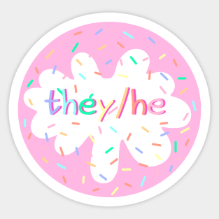 Birthday Cake They He Pronoun Pin Sticker